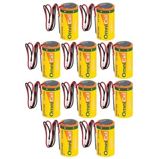 10x OmniCel ER34615HD/W LithiumThionyl Chloride Battery with Wire Leads For Smoke Alarms, Carbon Monoxide Detectors, Intrusion Sensors, Invisible Fencing, Emergency Backup, Data Collection