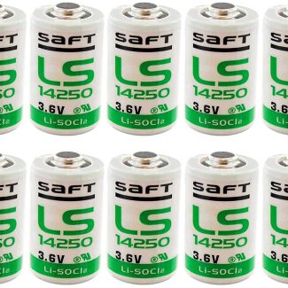 10x SAFT 1/2AA 3.6V 1200mAh Hi-Capacity Lithium Cell For Smart Utility Metering, Emergency Backup, Communications, Smart Munitions, Unattended Sensors, RFID Tracking, Asset Tracking, Theft Prevention