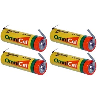 4x OmniCel ER14505HD 3.6V Sz AA Lithium Battery Tabs Tracking Backup AMR