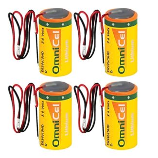 4x OmniCel ER34615HD/W LithiumThionyl Chloride Battery with Wire Leads For Emergency Backup, Data Collection, AMR Add-ons, Smoke Alarms, Carbon Monoxide Detectors, Intrusion Sensors, Fleet Monitoring