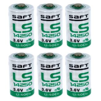 6x SAFT LS14250 1/2 AA STD 3.6V Lithium Thionyl Chloride Battery For Fleet Monitoring, Tracking Devices for Hunting Dogs, Carbon Monoxide Detectors, Smart Utility MFG PN: 700053 NSN: 6135-01-669-4691