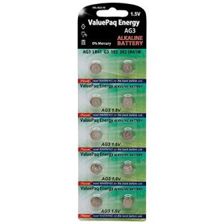 Dantona VAL-AG3-10 ValuePaq Energy AG3 Alkaline Button Cell Batteries, 10 Pack, New