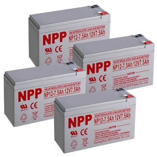 NPP 12V 7.5Ah 12Volt 7.5 amp Rechargeable Lead Acid Long Life UPS Battery (4 pcs)