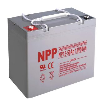 NPP NP12-50Ah Rechargeable AGM Sealed Lead Acid 12V 50Ah Battery with Button Style Terminals