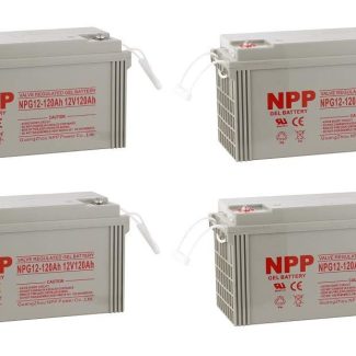 NPP NPG12-120Ah Rechargeable Gel Deep Cycle 12V 120Ah Battery Button Style Terminals (4 Pack)