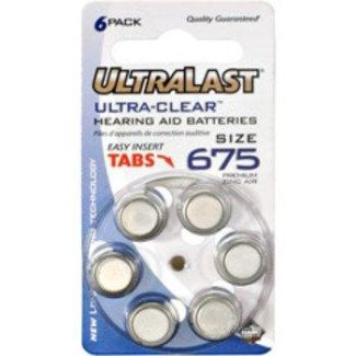 New-Ultra-Clear Hearing Aid batt. - Size 675 Case Pack 6 - 499170
